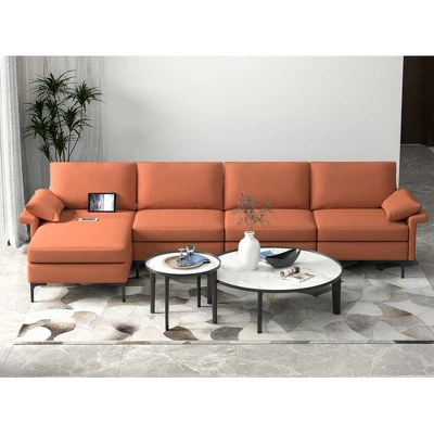 Costway L-shaped Modern Modular Sectional Sofa W/ Reversible Chaise & 4 USB Ports 2 Costway L-shaped Modern Modular Sectional Sofa W/ Reversible Chaise & 4 USB Ports - Image 2