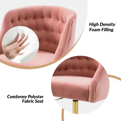 Anika Home Office Task Chair Velvet Tufted Swivel Adjustable Swivel 360 Degree Wheels | Karat Home 4 Anika Home Office Task Chair Velvet Tufted Swivel Adjustable Swivel 360 Degree Wheels | Karat Home - Image 4