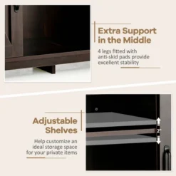 Costway Buffet Storage Cabinet Farmhouse Sideboard W/9-Bottle Wine Rack & 2 Doors -Living Space Shop GUEST c6e02401 fb9a 4aad 94ed 46258586f1d9