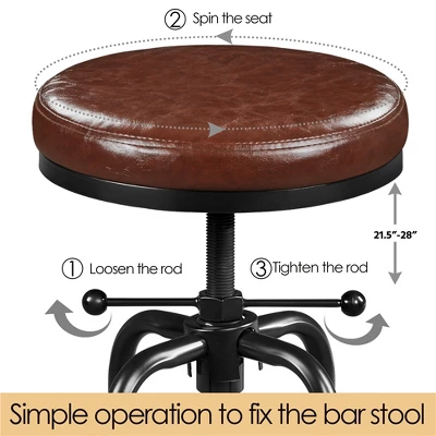 Yaheetech Industrial Counter Height Faux Leather Bar Stool Swivel 4 Yaheetech Industrial Counter Height Faux Leather Bar Stool Swivel - Image 4