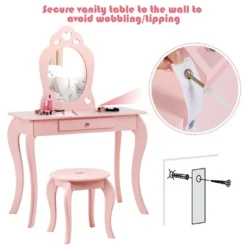 Costway Kids Vanity Set Princess Makeup Dressing Play Table Set W/Mirror -Living Space Shop GUEST c74694e3 0b34 4c3a a3d0 aa54bc8055b3