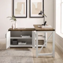 Farmhouse Rustic L Shaped Desk With Storage - Saracina Home -Living Space Shop GUEST c7ccdabf 2d3d 4727 baa5 0f1816bdbce7