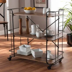 Neal Metal And Wood Kitchen Serving Cart Walnut/Black - Baxton Studio 13 Neal Metal And Wood Kitchen Serving Cart Walnut/Black - Baxton Studio -Living Space Shop GUEST c8f0fbf3 aaf7 49d1 88b7 de3907b863d8