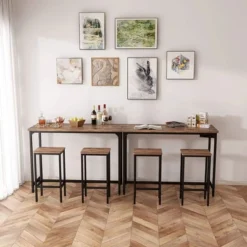 ODK 25.6 Inch Height Industrial Modern Wooden Counter Stool Seat Barstool With Footrest For Kitchen Island, Rustic Brown, Set Of 2 -Living Space Shop GUEST c98f0800 6e43 44f8 9851 0d34a7215b33