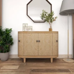 Traditional Carved Wood Curved Cabinet Brown - Olivia & May -Living Space Shop GUEST cad6b948 6559 4fa1 a33e 6f8bb56ddec9