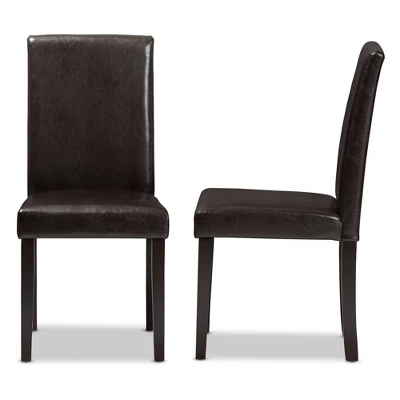 Set Of 2 Mia Modern And Contemporary Faux Leather Upholstered Dining Chairs Dark Brown - Baxton Studio 2 Set Of 2 Mia Modern And Contemporary Faux Leather Upholstered Dining Chairs Dark Brown - Baxton Studio - Image 2