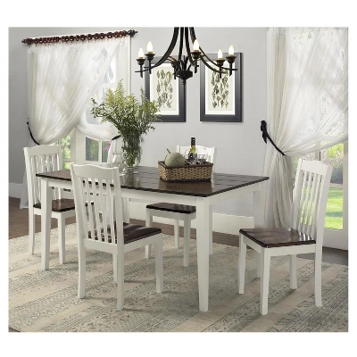 5pc Shiloh Rustic Dining Set - Creamy White-Rustic Mahogany - Dorel Living 4 5pc Shiloh Rustic Dining Set - Creamy White-Rustic Mahogany - Dorel Living - Image 4
