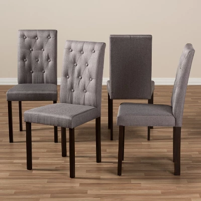 Set Of 4 Gardner Finished Dining Chairs Gray/Dark Brown - Baxton Studio 3 Set Of 4 Gardner Finished Dining Chairs Gray/Dark Brown - Baxton Studio - Image 3