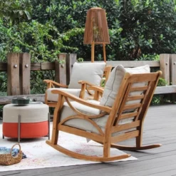 Cambridge Casual Abbington Teak Outdoor Patio Rocking Chair With Cushion -Living Space Shop GUEST cbc91199 1c54 42d3 adc6 f0c17712f623