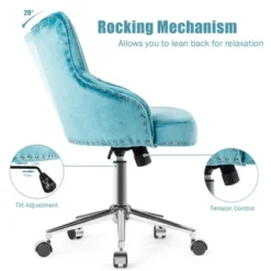 Costway Velvet Office Chair Upholstered Swivel Computer Task Chair Turquoise -Living Space Shop GUEST cbece243 2217 4004 8ea9 21053d1aae80