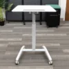 Stand Up Desk Store Pneumatic-Adjustable Tilt-Top Compact Standing Desk (White Frame/White Desktop, 28” Wide)
