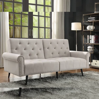 82" Eiroa Sofa Beige Fabric - Acme Furniture 1 82" Eiroa Sofa Beige Fabric - Acme Furniture