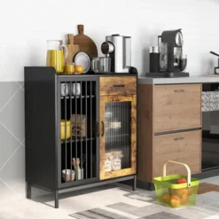 Costway Kitchen Sideboard Buffet Bar Cabinet Accent Cupboard With Metal Glass Door & Drawer 12 Costway Kitchen Sideboard Buffet Bar Cabinet Accent Cupboard With Metal Glass Door & Drawer -Living Space Shop GUEST ce0cd1c5 eed8 4fb1 bcc7 1fb1ca7daf77