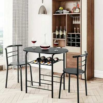 Costway 3 Pcs Dining Set 2 Chairs And Table Compact Bistro Pub Breakfast Home Kitchen 3 Costway 3 Pcs Dining Set 2 Chairs And Table Compact Bistro Pub Breakfast Home Kitchen - Image 3