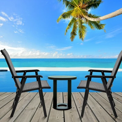 Costway 2PCS Folding Chairs Steel Frame Patio Garden Outdoor W/ Armrest & Footrest 3 Costway 2PCS Folding Chairs Steel Frame Patio Garden Outdoor W/ Armrest & Footrest - Image 3