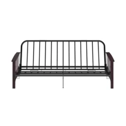 Full Size Holly Espresso Wood Arm Futon Frame With 6" Microfiber Mattress Tan - Room & Joy -Living Space Shop GUEST d053ce8c 5fb2 4b1c bc82 7d4b62fc276f