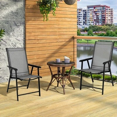 Costway 2PCS Folding Chairs Steel Frame Patio Garden Outdoor W/ Armrest & Footrest 2 Costway 2PCS Folding Chairs Steel Frame Patio Garden Outdoor W/ Armrest & Footrest - Image 2