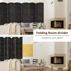 Costway 6-Panel Room Divider 6Ft Weave Fiber Folding Privacy Screen BrownBlack -Living Space Shop GUEST d1626c55 f18e 4416 a2c0 9923a34e2df6
