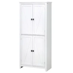 HOMCOM 72" Freestanding 4-Door Kitchen Pantry, Storage Cabinet Organizer With 4-Tiers, And Adjustable Shelves, White -Living Space Shop GUEST d194ee37 0b84 4722 97cd 31759e20c912
