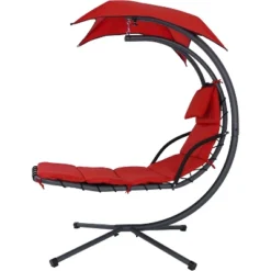 Sunnydaze Decor Sunnydaze Outdoor Hanging Chaise Floating Lounge Chair With Canopy Umbrella And Stand -Living Space Shop GUEST d210f069 13bd 4bb5 8bf0 2a02fd7cd56f