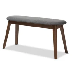 Baxton Studio Easton Mid Century Modern Walnut Finished Wood Fabric Upholstered Bench -Living Space Shop GUEST d2eafe6b e0aa 4089 a6a3 8560430aad71