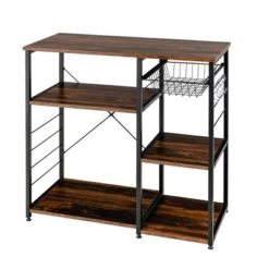 Costway Industrial Kitchen Baker's Rack Microwave Stand Utility Home Shelf W/ 6 Hooks -Living Space Shop GUEST d36101f8 71e7 4d9b aa2d 4603bc5540a1