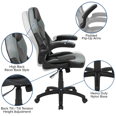 Flash Furniture X10 Gaming Chair Racing Office Ergonomic Computer PC Adjustable Swivel Chair With Flip-up Arms 4 Flash Furniture X10 Gaming Chair Racing Office Ergonomic Computer PC Adjustable Swivel Chair With Flip-up Arms - Image 4