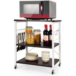 Costway 3-Tier Kitchen Baker's Rack Microwave Oven Storage Cart W/ Hook 21 Costway 3-Tier Kitchen Baker's Rack Microwave Oven Storage Cart W/ Hook -Living Space Shop GUEST d4c56602 2718 42d4 8cb0 adae18da328f