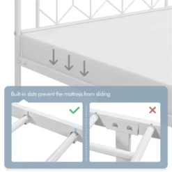 Yaheetech Queen Size Vintage Metal Bed Frame With Headboard, White 9 Yaheetech Queen Size Vintage Metal Bed Frame With Headboard, White -Living Space Shop GUEST d4fd22b0 2149 4cf3 9726 979ad38d2216
