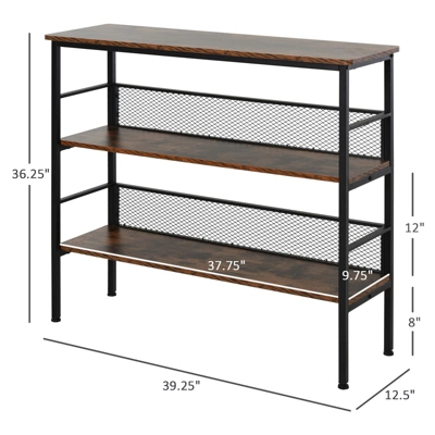 HomCom 3-Tier Industrial Style Storage Metal Wooden Shelf 4 HomCom 3-Tier Industrial Style Storage Metal Wooden Shelf - Image 4