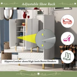 23.7" Freestanding Tipping Shoe Cabinet With Adjustable Shelves - ModernLuxe -Living Space Shop GUEST d59ae195 0c97 4f1f a143 ae3b52896764