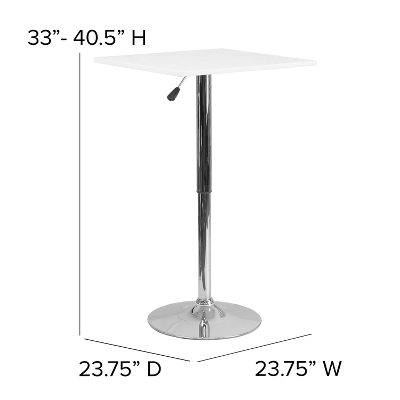 Emma And Oliver 23.75" Square 33" - 40.5" Adjustable Height White Wood Table 2 Emma And Oliver 23.75" Square 33" - 40.5" Adjustable Height White Wood Table - Image 2
