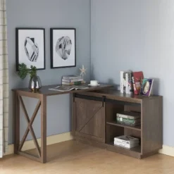 Sevyn Transitional L Shape Desk Walnut Oak - HOMES: Inside + Out -Living Space Shop GUEST d60cc873 8e48 443b 9353 fb837e7f3a6b