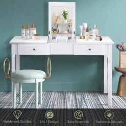 Costway Vanity Table Dressing Table Flip Top Desk Furniture White 15 Costway Vanity Table Dressing Table Flip Top Desk Furniture White -Living Space Shop GUEST d6df5e9f ca6a 4b7a 8534 63e33be25d48