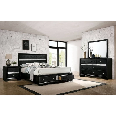 3pc Whether By Bed Nightstand And Dresser Set Black - MiBasics 1 3pc Whether By Bed Nightstand And Dresser Set Black - MiBasics