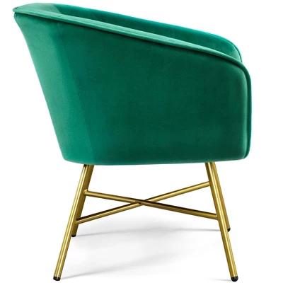 Yaheetech Velvet Upholstered Accent Chair With Backrest Armrest For Living Room 5 Yaheetech Velvet Upholstered Accent Chair With Backrest Armrest For Living Room - Image 5