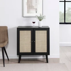 Modern Boho Wood And Rattan 2 Door Accent Cabinet - Saracina Home -Living Space Shop GUEST d74ddd5c 1187 48fe bc16 4176c39cb9b1