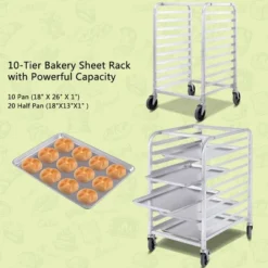 Costway 10 Sheet Aluminum Bakery Rack Silver Commercial Cookie Bun Pan Kitchen W/Wheel 13 Costway 10 Sheet Aluminum Bakery Rack Silver Commercial Cookie Bun Pan Kitchen W/Wheel -Living Space Shop GUEST d74f83f3 eba2 4f1a a4dc 00f3a8856462