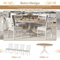5-Piece Vintage Wood Extendable Dining Table Sets With 4 Upholstered Dining Chairs - ModernLuxe -Living Space Shop GUEST d79ae5a5 0bab 4a2e 8158 f4e73d2e02a9