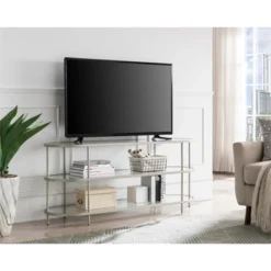 Satin Nickel Oval TV Stand - Henn&Hart -Living Space Shop GUEST d7e97b82 d46d 44ae 8ffc 7750bb9aa982