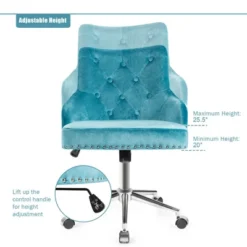 Costway Velvet Office Chair Upholstered Swivel Computer Task Chair Turquoise -Living Space Shop GUEST d838423b 9882 49f2 90b8 9df03438772a