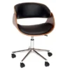 Julian Modern Chair Black/Walnut Veneer Back/Chrome - Armen Living