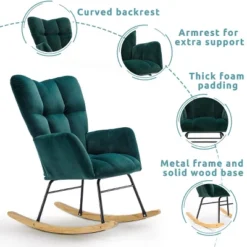 Epping Nursery Rocking Chair,Velvet Upholstered Glider Rocker Rocking Accent Chair,Wingback Rocking Chairs-Maison Boucle -Living Space Shop GUEST daa90273 12eb 424b 88da 4c74f1ff9033