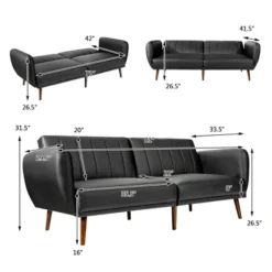 Best Seller 13 Costway Convertible Futon Sofa Bed PU Adjustable Couch Sleeper W/Wood Legs