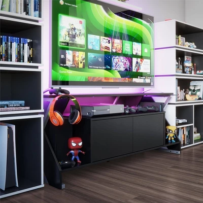 Xtreme Gaming TV Stand With TVs Up To 65" With LED Light Kit Black - NTENSE 1 Xtreme Gaming TV Stand With TVs Up To 65" With LED Light Kit Black - NTENSE