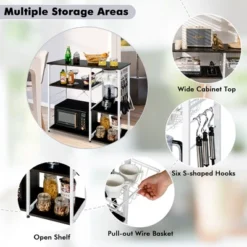 Costway Industrial Kitchen Baker's Rack Microwave Stand Utility Home Shelf W/ 6 Hooks -Living Space Shop GUEST dbae41c0 a517 4251 9be5 b186be552559