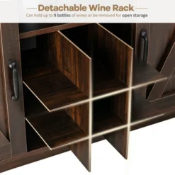 Costway Buffet Storage Cabinet Farmhouse Sideboard W/9-Bottle Wine Rack & 2 Doors -Living Space Shop GUEST dbb0f885 92f9 4662 859b a323e315735b