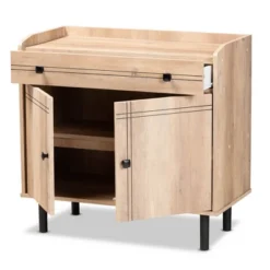 Patterson Wood 2 Door Kitchen Storage Cabinet Oak Brown - Baxton Studio