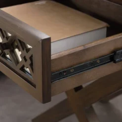 Mirrored Diamond Filigree X Base Nightstand/Table Walnut - Leick Home -Living Space Shop GUEST dcd38a1b 56a2 418e b1c6 a756c5c95235