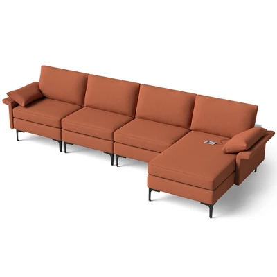 Costway L-shaped Modern Modular Sectional Sofa W/ Reversible Chaise & 4 USB Ports 9 Costway L-shaped Modern Modular Sectional Sofa W/ Reversible Chaise & 4 USB Ports - Image 9